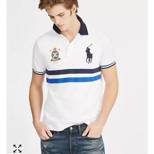 Polo by Ralph Lauren White and Navy Men's Polo Shirt